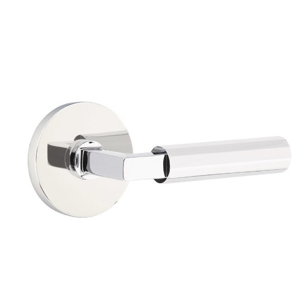 Emtek XXXX-LSFA-US26-PASS Polished Chrome L-Square Faceted Passage Lever with Your Choice of Rosette