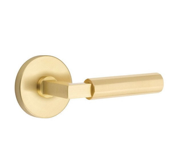 Emtek XXXX-LSFA-US4-PHD Satin Brass L-Square Faceted Pair Half Dummy Levers with Your Choice of Rosette