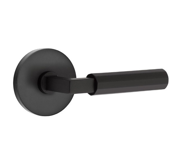Emtek XXXX-LSFA-US19-PHD Flat Black L-Square Faceted Pair Half Dummy Levers with Your Choice of Rosette