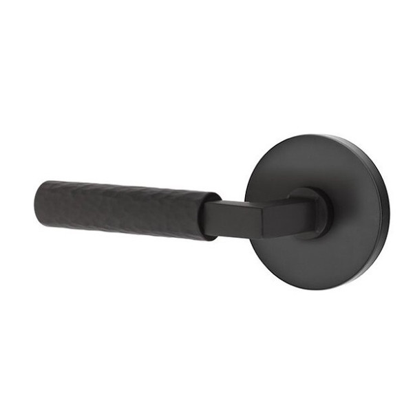 Emtek XXXX-LSHA-US19-PHD Flat Black L-Square Hammered Pair Half Dummy Lever with Your Choice of Rosette