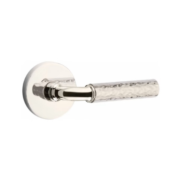 Emtek XXXX-RAHA-US14-PHD Polished Nickel R-Bar Hammered Pair Half Dummy Lever with Your Choice of Rosette