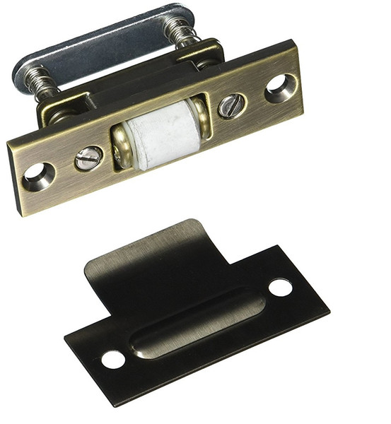 Baldwin 0432.050 Satin Brass & Black Roller Latch w/T Strike