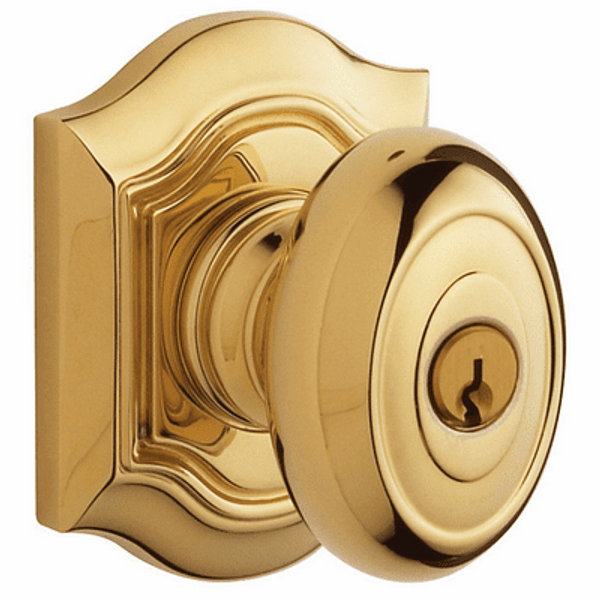 Baldwin 5237003ENTR Lifetime Polished Brass Keyed Entry Bethpage Knob with R027 Rose