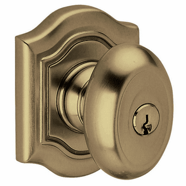 Baldwin 5237050ENTR Satin Brass & Black Keyed Entry Bethpage Knob with R027 Rose