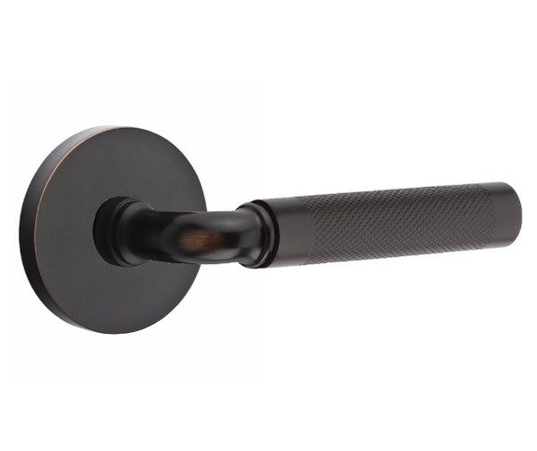 Emtek XXXX-RAKN-US10B-PHD Oil Rubbed Bronze R-Bar Knurled Pair Half Dummy Lever with Your Choice of Rosette