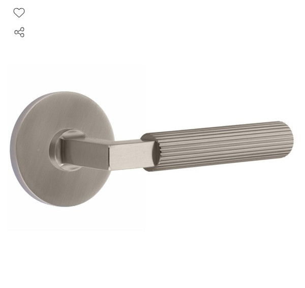 Emtek XXXX-LSSK-US15A-PRIV Pewter L-Square Straight Knurled Privacy Lever with Your Choice of Rosette