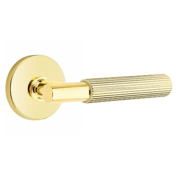 Emtek XXXX-TASK-US3NL-PASS Unlacquered Brass T-Bar Straight Knurled Passage Lever with Your Choice of Rosette
