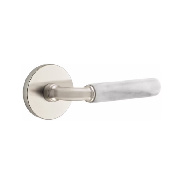 Emtek XXXX-RAMRWH-US15A-PHD Pewter R-Bar White Marble Pair Half Dummy Lever with Your Choice of Rosette