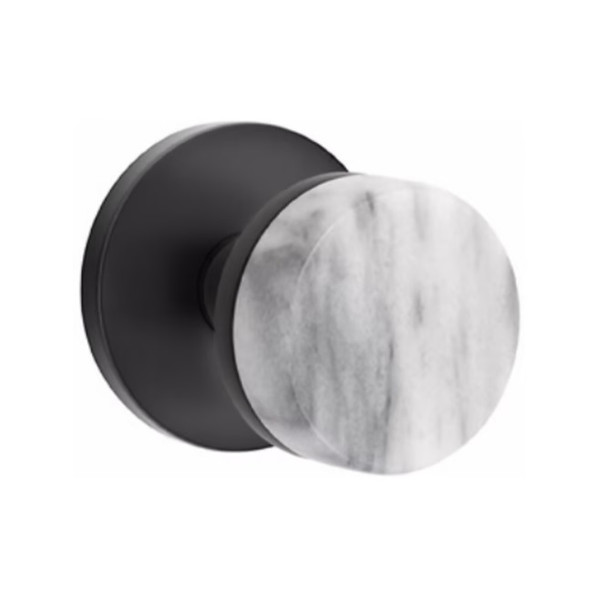 Emtek XXXX-CCMRKWH-US19-PHD Flat Black White Marble Pair Half Dummy Knobs with Conical Stem and Your Choice of Rosette