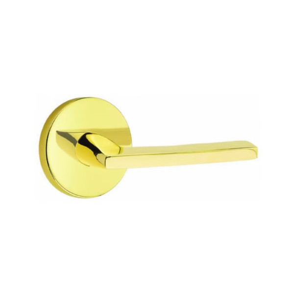 Emtek HLO-US3NL-PRIV Unlacquered Brass Helios Privacy Lever with Your Choice of Rosette