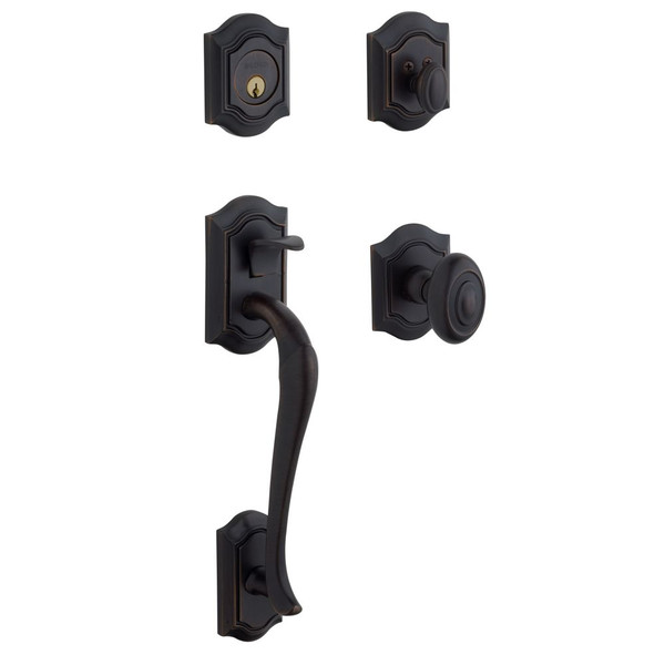 Baldwin 85327102DBLC Oil Rubbed Bronze Double Cylinder Bethpage Handleset with Bethpage Knob