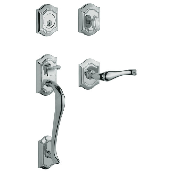 Baldwin 85327260RDBL/LDBL Polished Chrome Double Cylinder Bethpage Handleset with Bethpage Lever