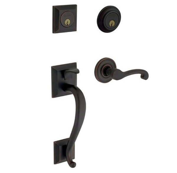 Baldwin 85320190RDBL/LDBL Satin Black Double Cylinder Madison Handleset with Classic Lever