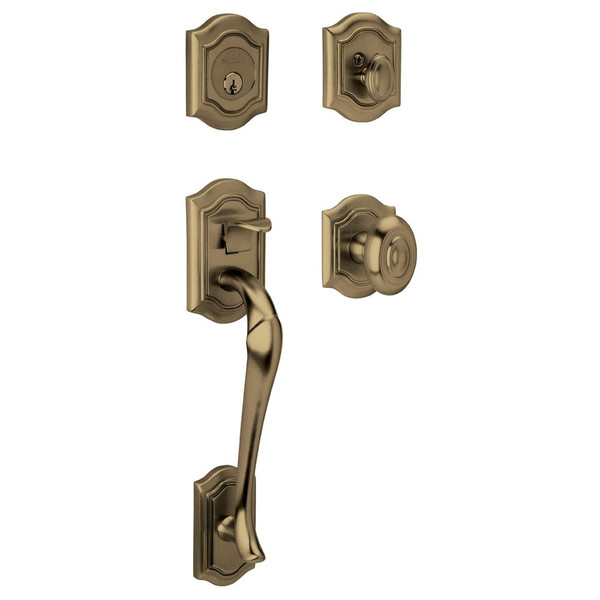 Baldwin 85327050DBLC Satin Brass & Black Double Cylinder Bethpage Handleset with Bethpage Knob