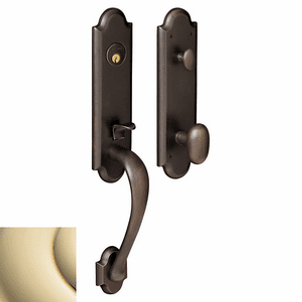 Baldwin 85354003ENTR Lifetime Polished Brass Single Cylinder Boulder 3/4 Handleset with Oval Knob