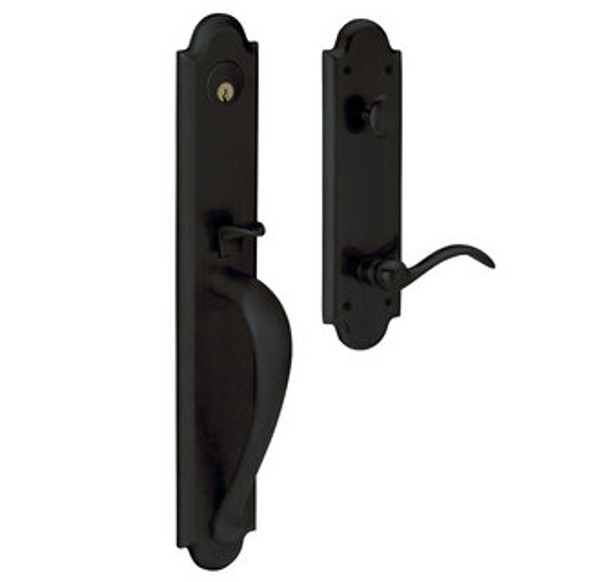 Baldwin 6402190RENT/LENT Satin Black Single Cylinder Boulder Full Handleset with Beavertail Lever