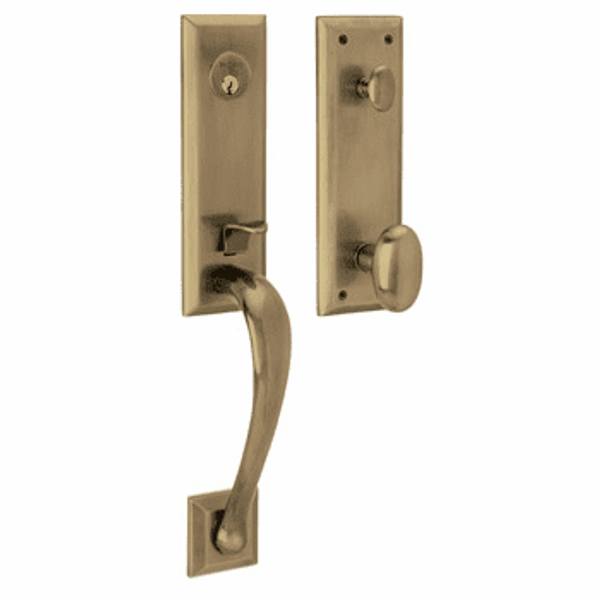 Baldwin 85352050ENTR Satin Brass & Black Single Cylinder Cody 3/4 Handleset with Oval Knob