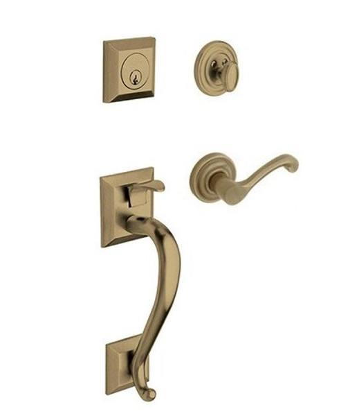 Baldwin 85320050RENT/LENT Satin Brass & Black Single Cylinder Madison Handleset with Classic Lever