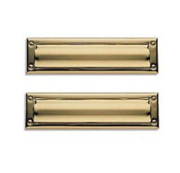 Baldwin 0014.031 Non-lacquered Brass 13” x 3.625” Letter Box Plate with Interior Plate