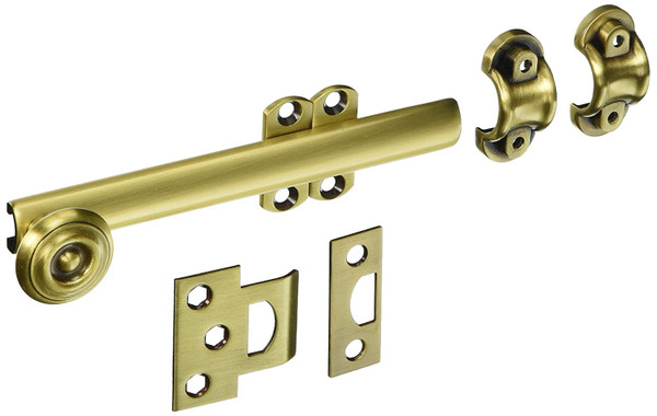 Baldwin 0379.060 Satin Brass & Brown 6” Surface Bolt