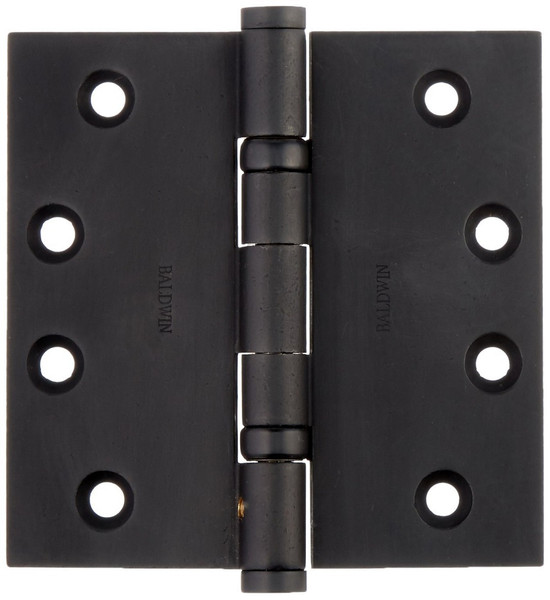 Baldwin 1041.402.I Distressed Oil Rubbed Bronze 4" x 4" Square Corner Brass Ball Bearing Hinge