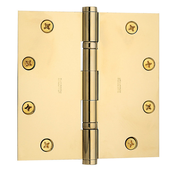 Baldwin 1051.003.I Lifetime Polished Brass 5" x 5" Square Corner Brass Ball Bearing Hinge