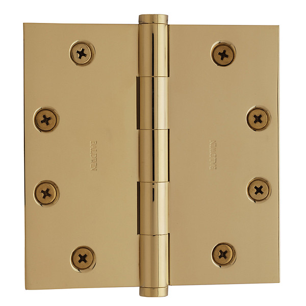 Baldwin 1045.003.INRP Lifetime Polished Brass (NRP) 4-1/2" x 4-1/2" Square Corner Brass Hinge