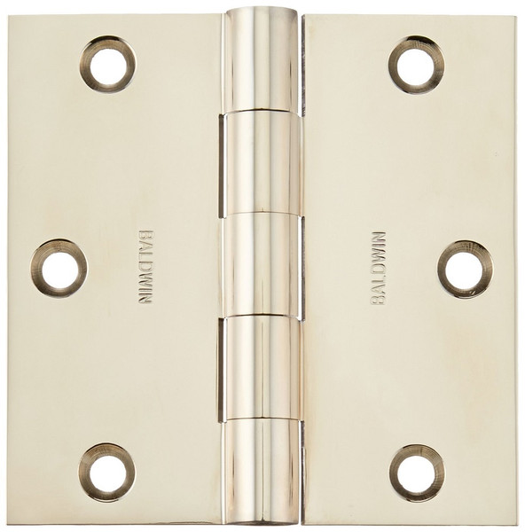 Baldwin 1035.055.I Lifetime Polished Nickel 3-1/2" x 3-1/2" Square Corner Brass Hinge