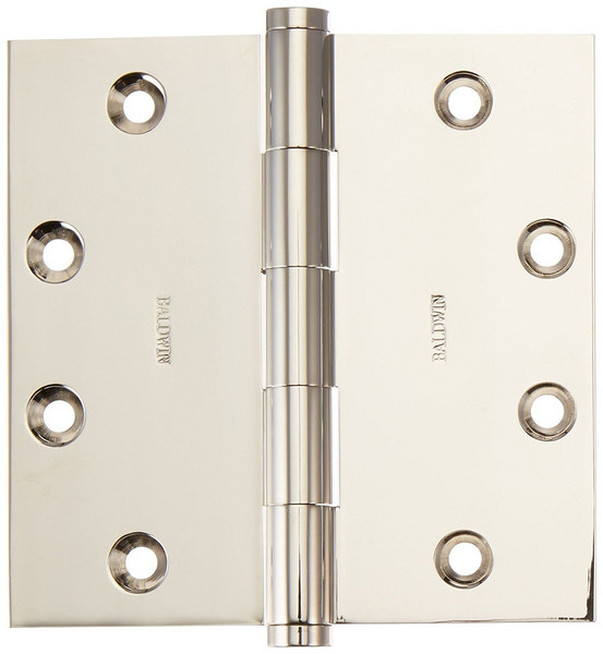 Baldwin 1045.055.I Lifetime Polished Nickel 4-1/2" x 4-1/2" Square Corner Brass Hinge