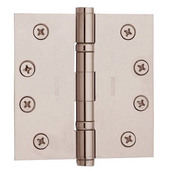 Baldwin 1051.055.I Lifetime Polished Nickel 5" x 5" Square Corner Brass Ball Bearing Hinge