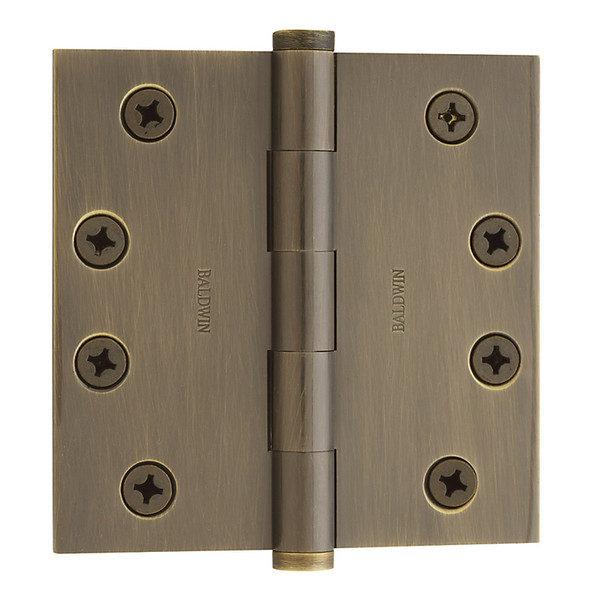 Baldwin 1040.050.I Satin Brass & Black 4" x 4" Square Corner Brass Hinge