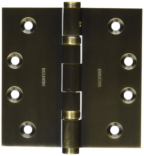 Baldwin 1041.050.I Satin Brass & Black 4" x 4" Square Corner Brass Ball Bearing Hinge