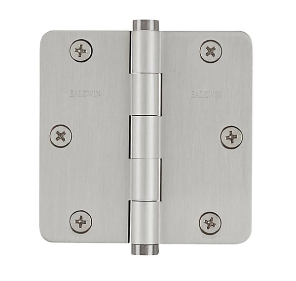 Baldwin 1435.056.I Lifetime Satin Nickel 3-1/2" x 3-1/2" 1/4" Radius Corner Brass Hinge