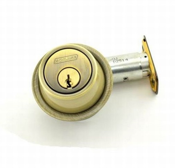 Schlage B563P-609 Antique Brass Classroom Deadbolt Lock