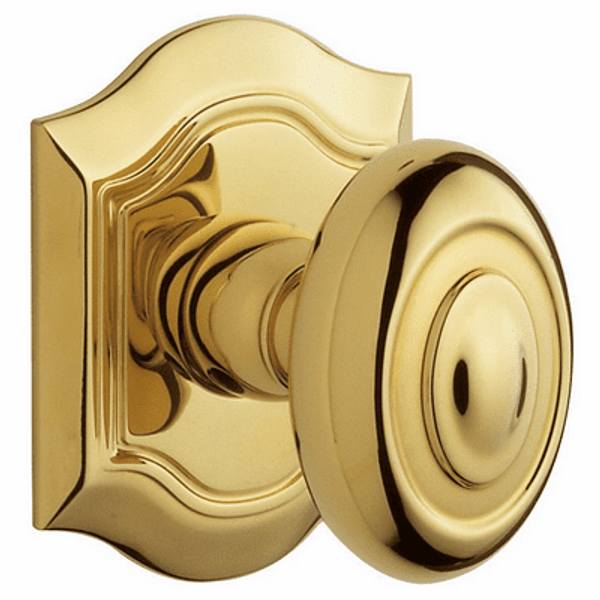 Baldwin 5077.031.fd Non-lacquered Brass Full Dummy 5077 Solid Brass Knob with Your Choice of Rosette