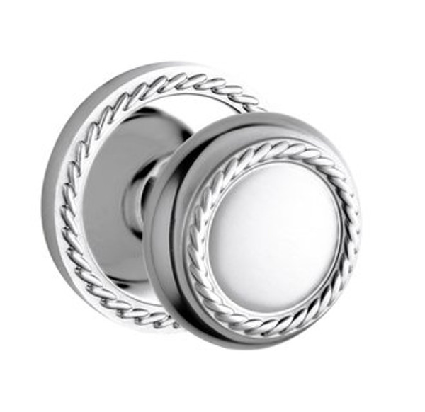 Baldwin 5064.260.fd Polished Chrome Full Dummy 5064 Solid Brass Knob with Your Choice of Rosette