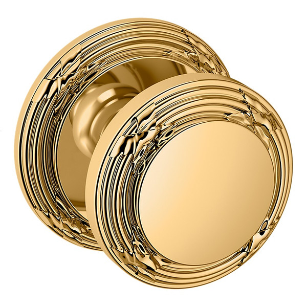 Baldwin 5013031PASS-PRE Unlacquered Brass Passage Knob with 5021 Rose