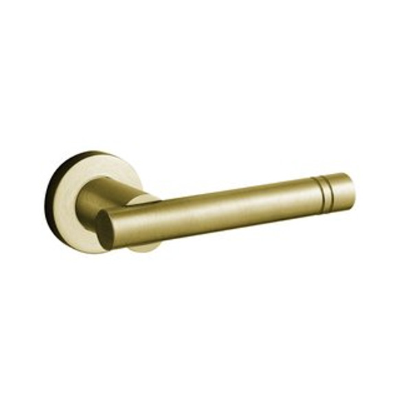 Baldwin 5138.060.idm.s Satin Brass & Brown Half Dummy 5138 Solid Brass Lever with Your Choice of Small Rosette