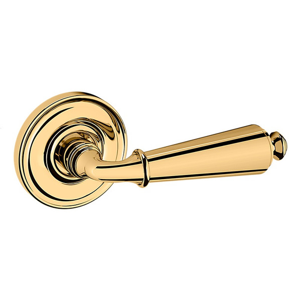 Baldwin 5125031PASS-PRE Unlacquered Brass Passage Lever with 5048 Rose