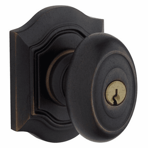 Baldwin 5238402ENTR Distressed Oil Rubbed Bronze Keyed Entry Bethpage Knob with R027 Rose