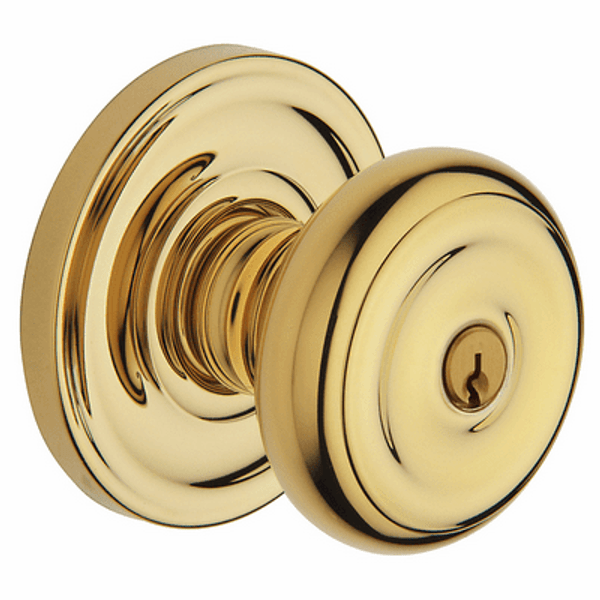 Baldwin 5211003FD Lifetime Polished Brass Exterior Full Dummy Colonial Knob with 5048 Rose
