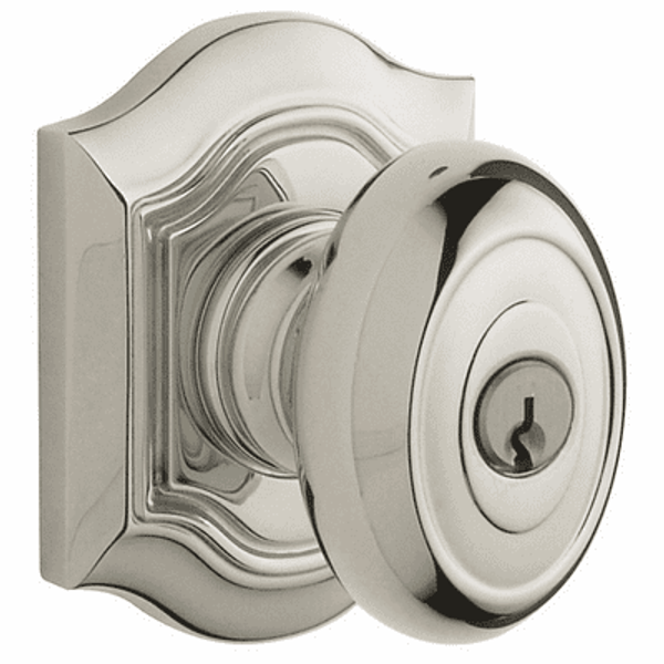 Baldwin 5237055FD Lifetime Polished Nickel Exterior Full Dummy Bethpage Knob with R027 Rose