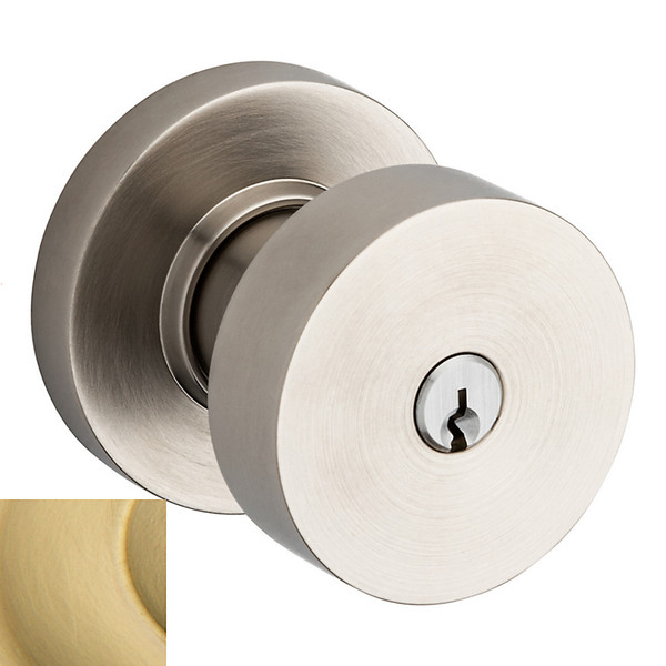 Baldwin 5230044ENTR Lifetime Satin Brass Keyed Entry Contemporary Knob with Round Rose