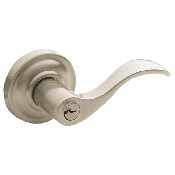 Baldwin 5255056FD Lifetime Satin Nickel Exterior Full Dummy Wave Lever with 5048 Rose