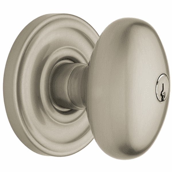 Baldwin 5229.056.entr Lifetime Satin Nickel Keyed Entry Egg Knob with 5048 Rose