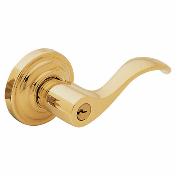 Baldwin 5255031RENT/LENT Non-lacquered Brass Keyed Entry Wave Lever with 5048 Rose