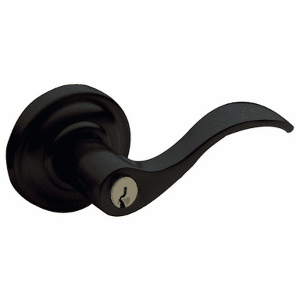 Baldwin 5256190RENT/LENT Satin Black Keyed Entry Wave Lever with 5048 Rose