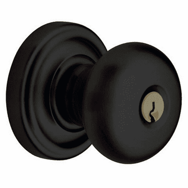 Baldwin 5209190ENTR Satin Black Keyed Entry Classic Knob with 5048 Rose