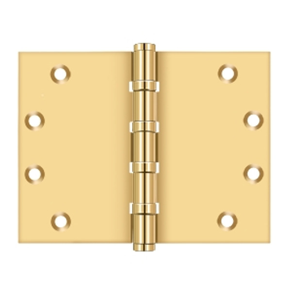 Deltana CSB4560BB Lifetime Polished Brass Ball Bearing 4-1/2" x 6" Square Corner Brass Hinge