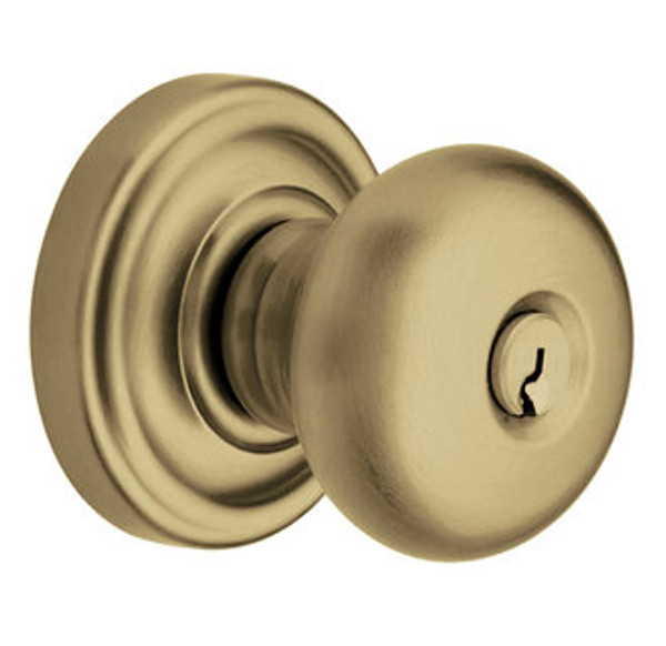 Baldwin 5209033ENTR Vintage Brass Keyed Entry Classic Knob with 5048 Rose